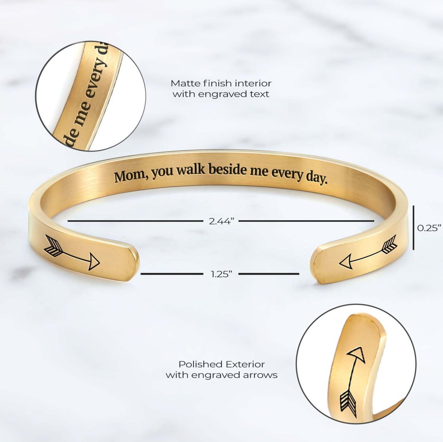 Father's Day Gift You Walk Beside Me Every Day Personalizable Cuff Bracelet-Engravingift