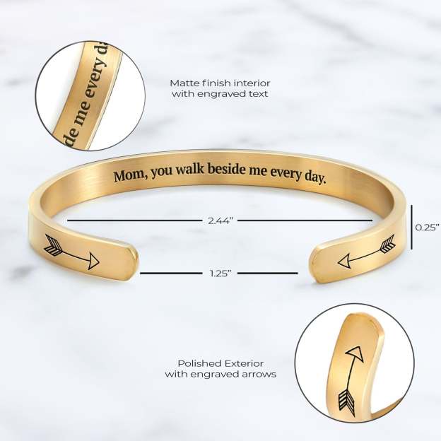 Father's Day Gift You Walk Beside Me Every Day Personalizable Cuff Bracelet-Engravingift