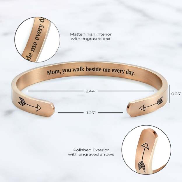 Father's Day Gift You Walk Beside Me Every Day Personalizable Cuff Bracelet-Engravingift