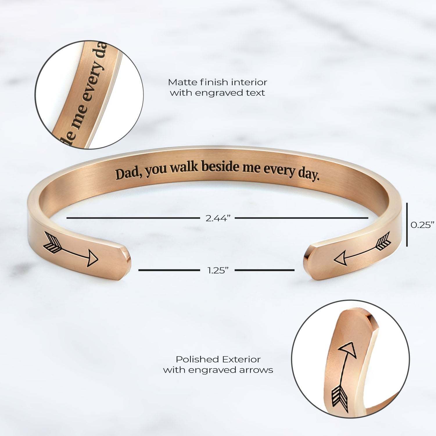 Father's Day Gift You Walk Beside Me Every Day Personalizable Cuff Bracelet-Engravingift