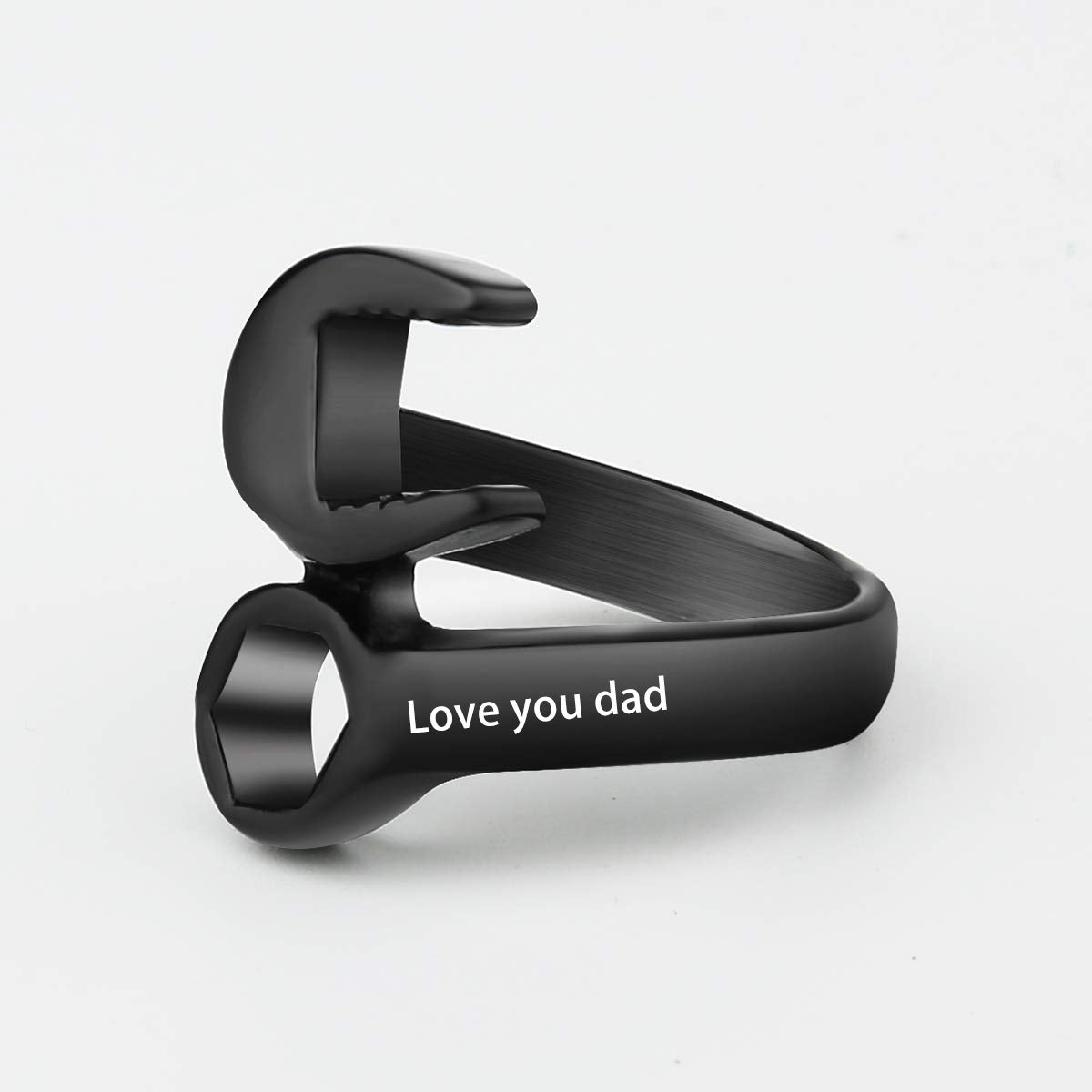 Christmas Gift Personalized Wrench Ring Engraved Text Titanium Steel Tool Ring for Men-Engravingift