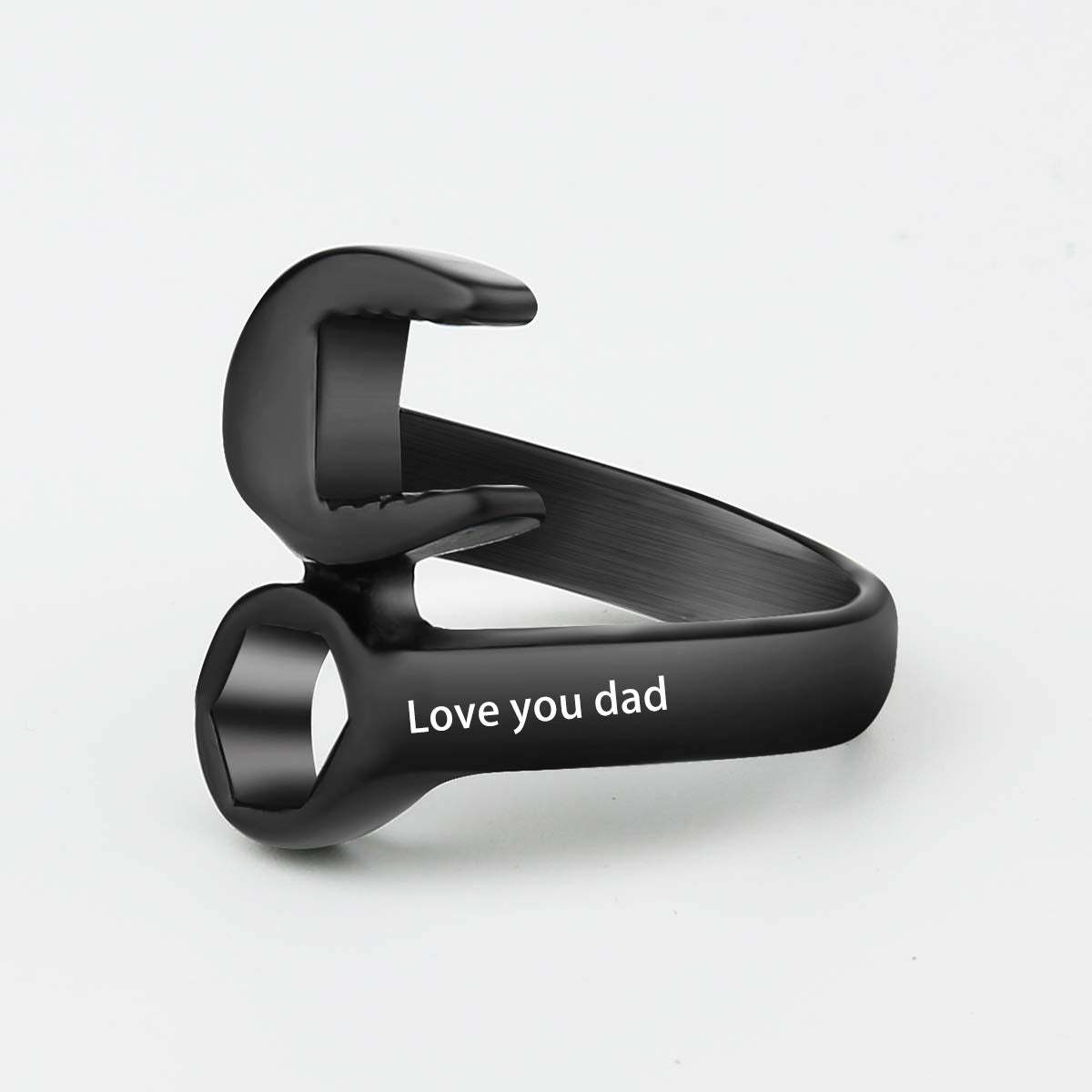 Christmas Gift Personalized Wrench Ring Engraved Text Titanium Steel Tool Ring for Men-Engravingift