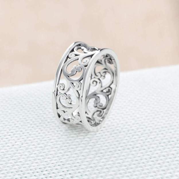 Mother's Day Gift Leaf Filigree Rings Vintage Style 925 Sterling Silver Rings For Women-Engravingift