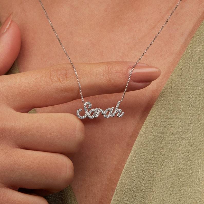 Christmas Gift Personalized Shiny Diamond Name Necklace