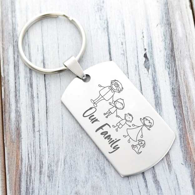 Christmas Gift Family Dog Keychain - I Love You Now Until Forever