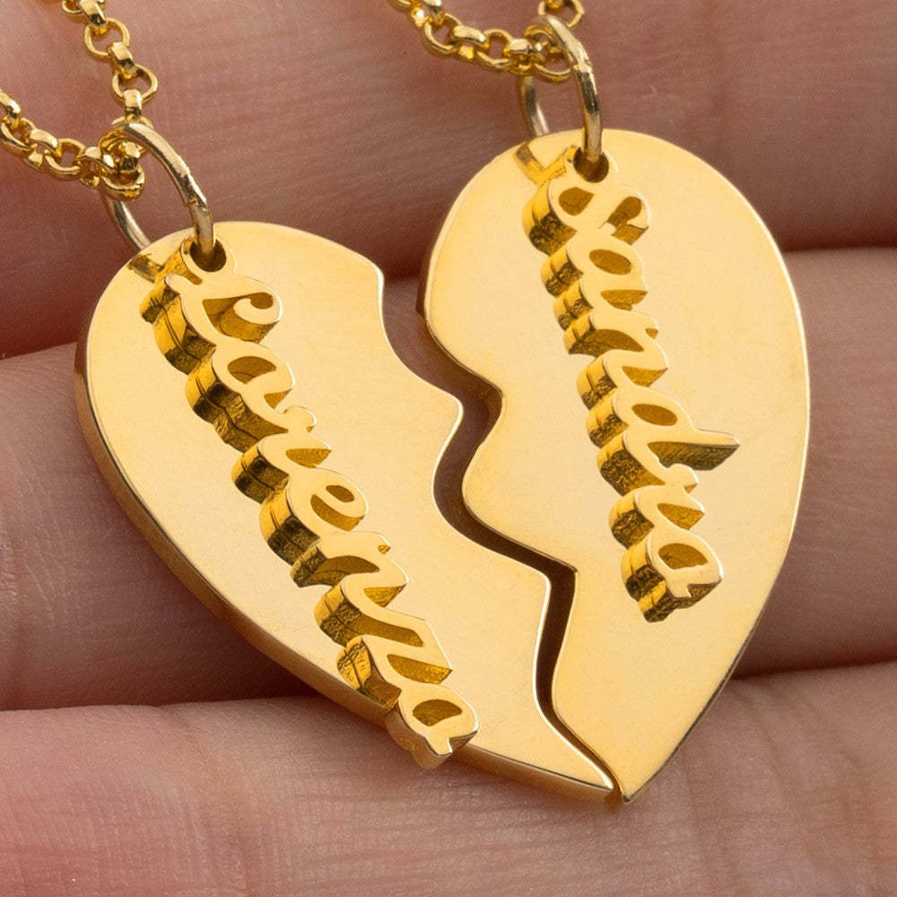 Mother's Day Gift Personalized Couple Engraved Heart Necklace with Names-Engravingift