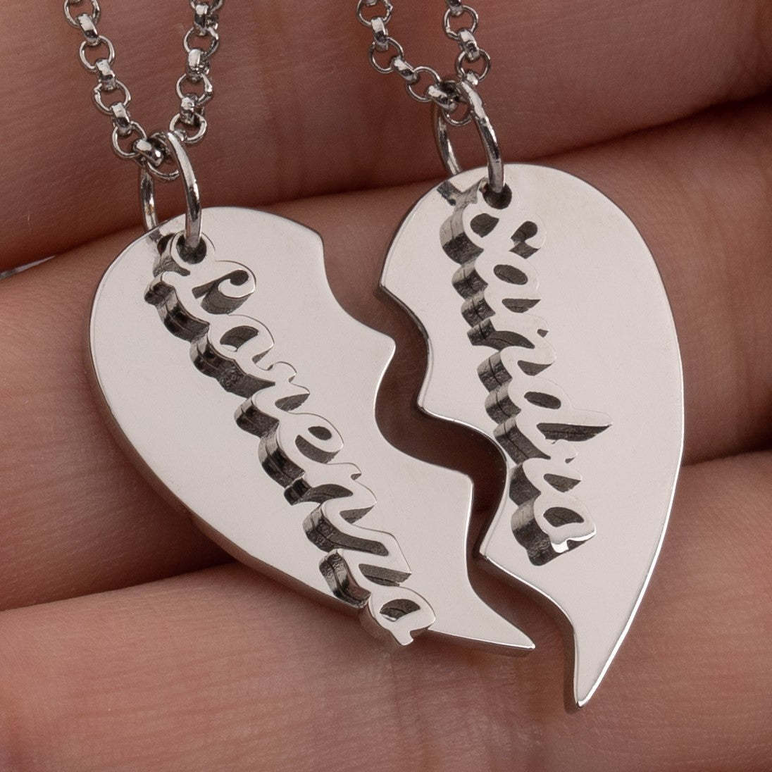 Mother's Day Gift Personalized Couple Engraved Heart Necklace with Names-Engravingift