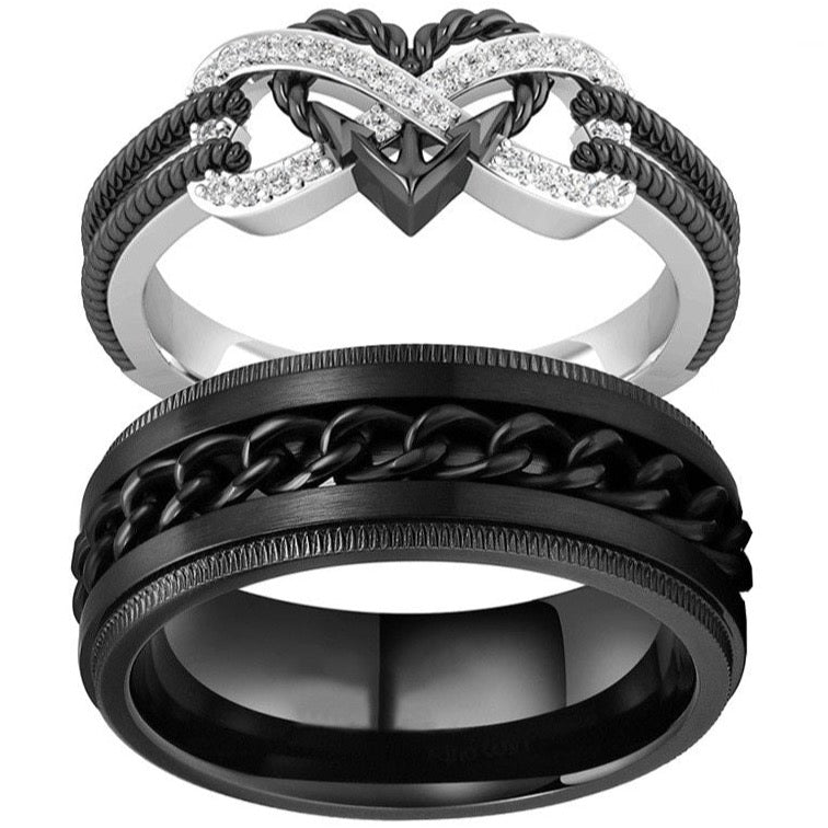 Valentine's Day Gift Wedding rings set his and hers-Couples Ring Set PASSION RINGS