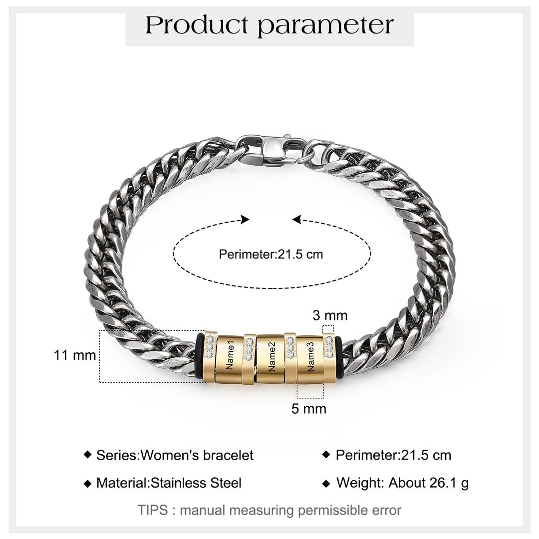 Christmas Gift Personalized Cuban Chain Bracelet Custom Diamond Beads