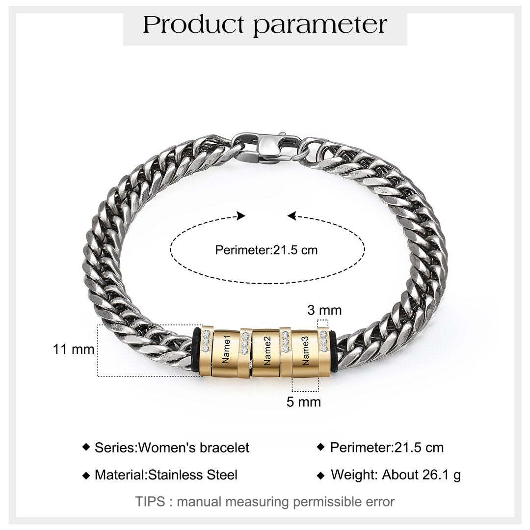 Christmas Gift Personalized Cuban Chain Bracelet Custom Diamond Beads