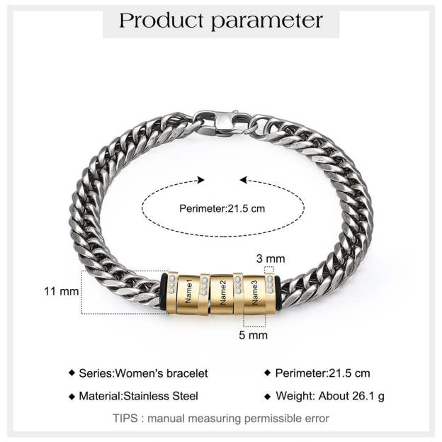 Christmas Gift Personalized Cuban Chain Bracelet Custom Diamond Beads