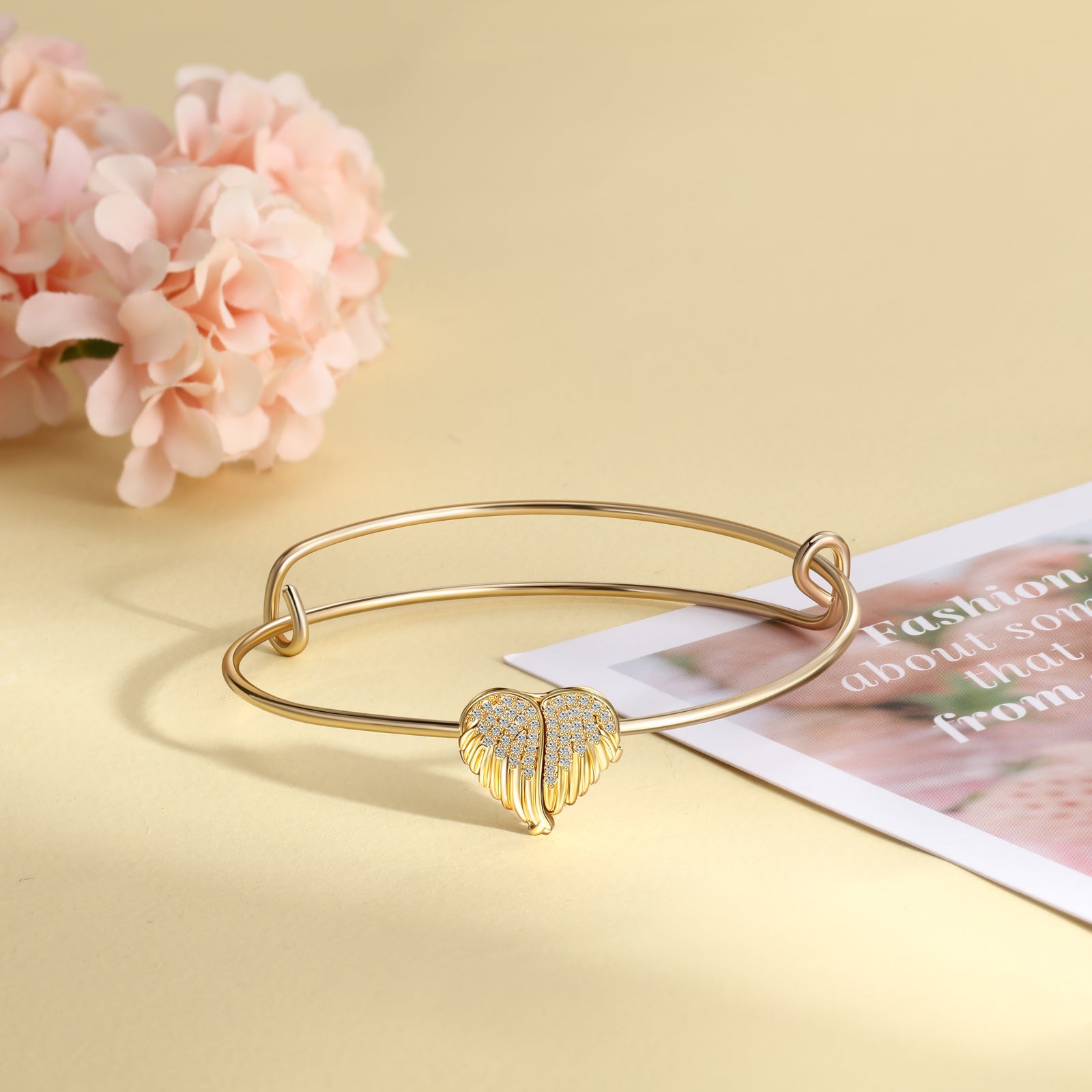 Personalized Angel Wings Photo Bracelet Custom 1 Photo Bangle