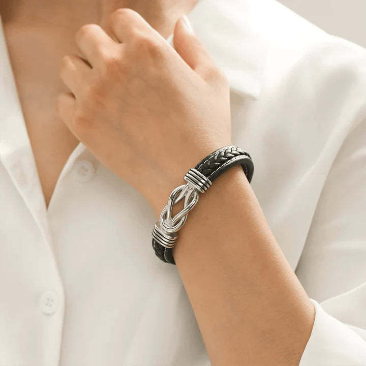 Mother's Day Gift To My Granddaughter Braided Leather Knot Bracelet "Grandmother and Granddaughter Forever Linked Together"-Engravingift