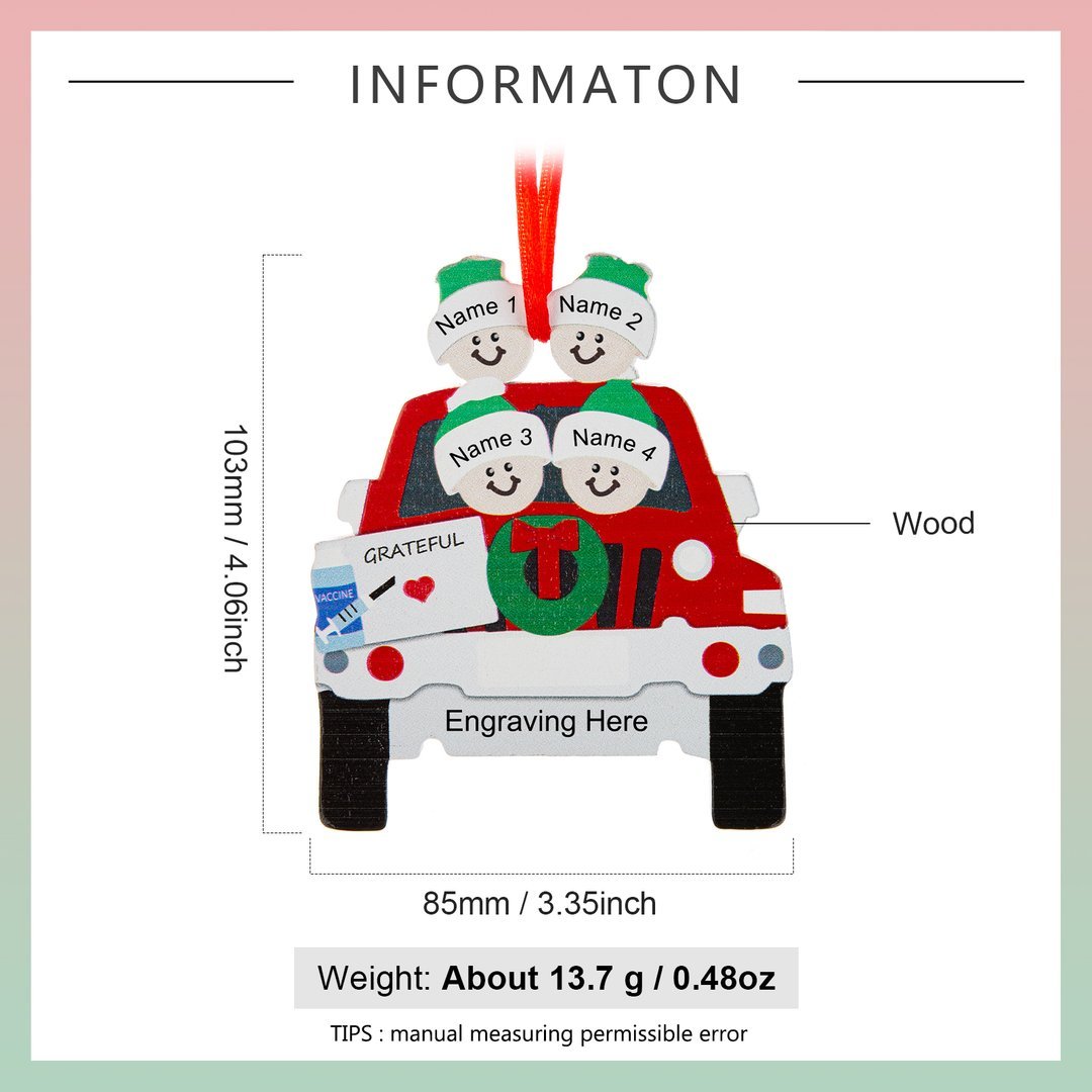 Christmas Gift Ornament Personalized Travel Car Custom 4 Names Gifts for Family-Engravingift