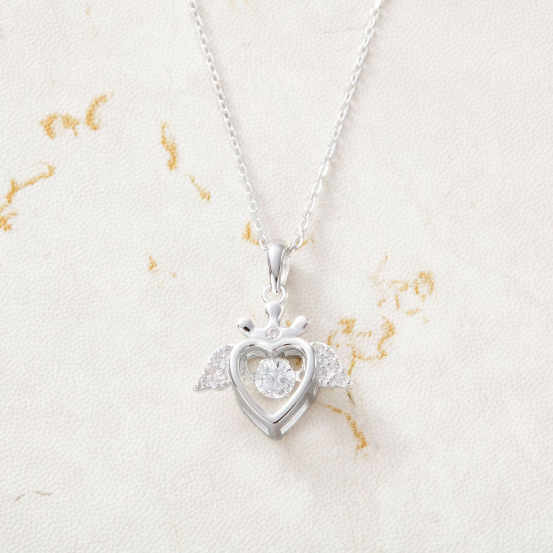 Christmas Gift For My Badass Queen Crown Heart Sparkling Dance Necklace