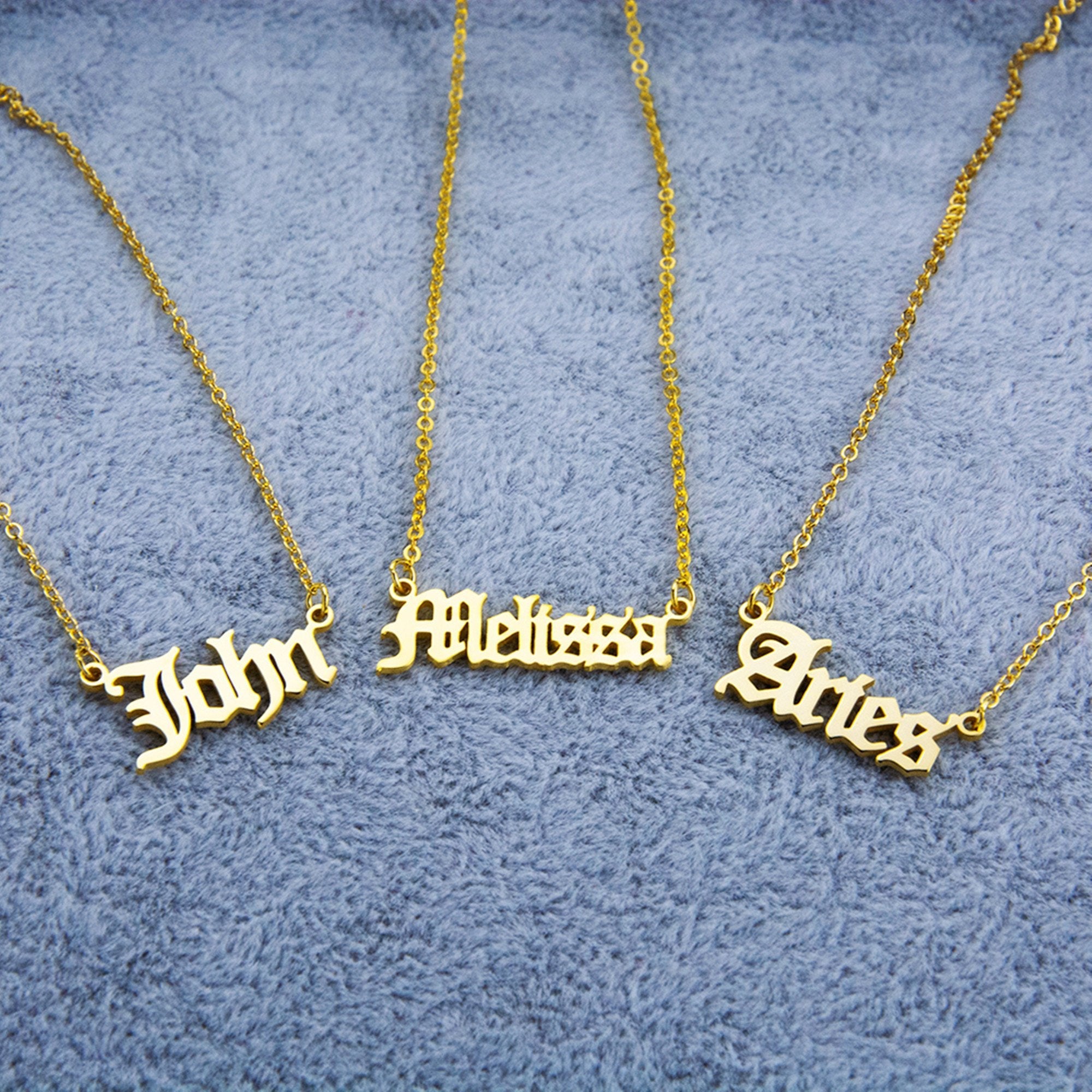 Mother's Day Gift Personalized Name Necklace Old English Name Necklaces-Engravingift