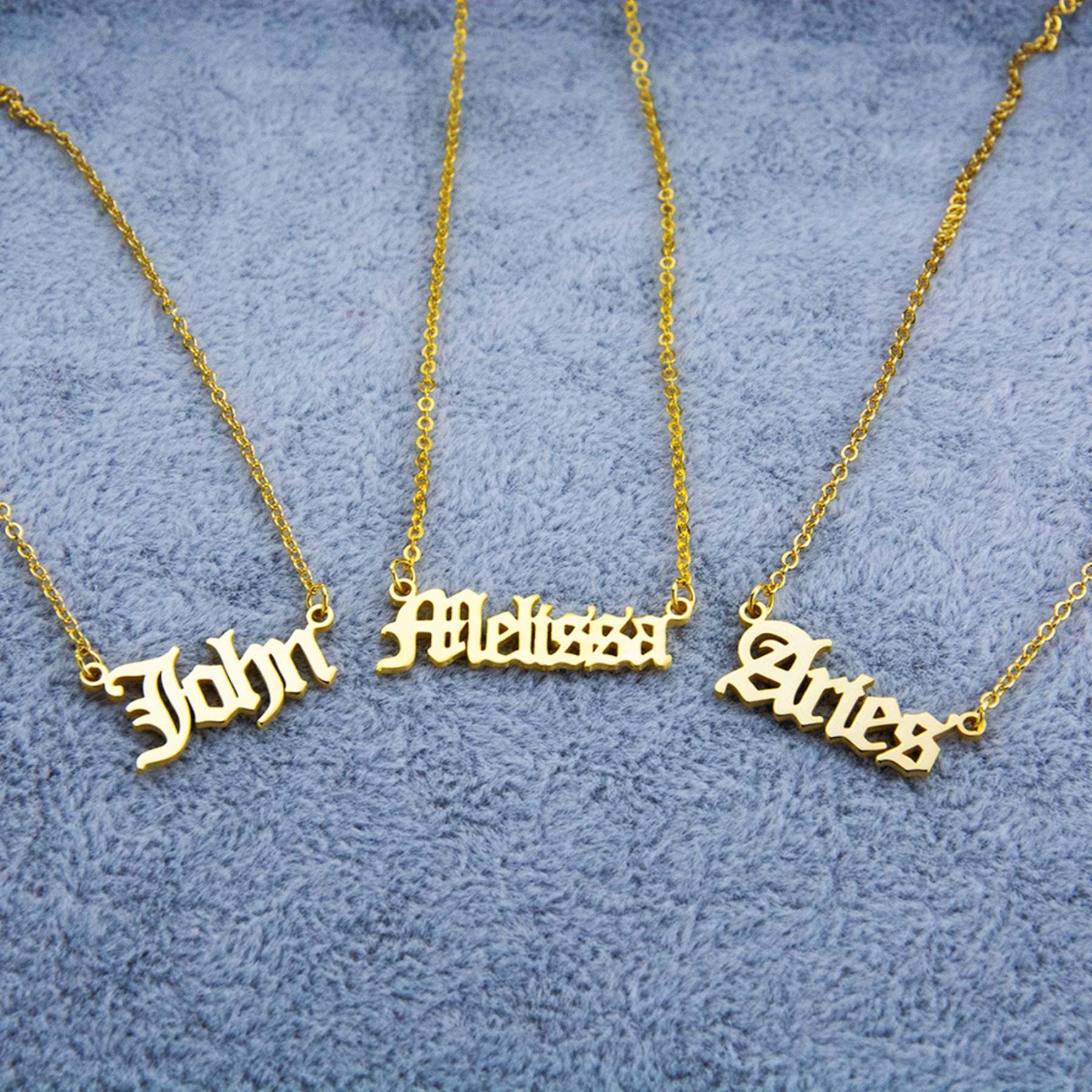 Mother's Day Gift Personalized Name Necklace Old English Name Necklaces-Engravingift