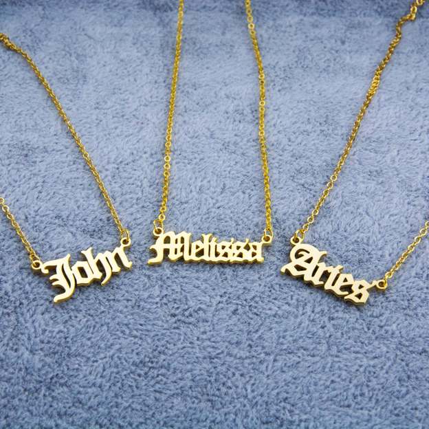 Mother's Day Gift Personalized Name Necklace Old English Name Necklaces-Engravingift