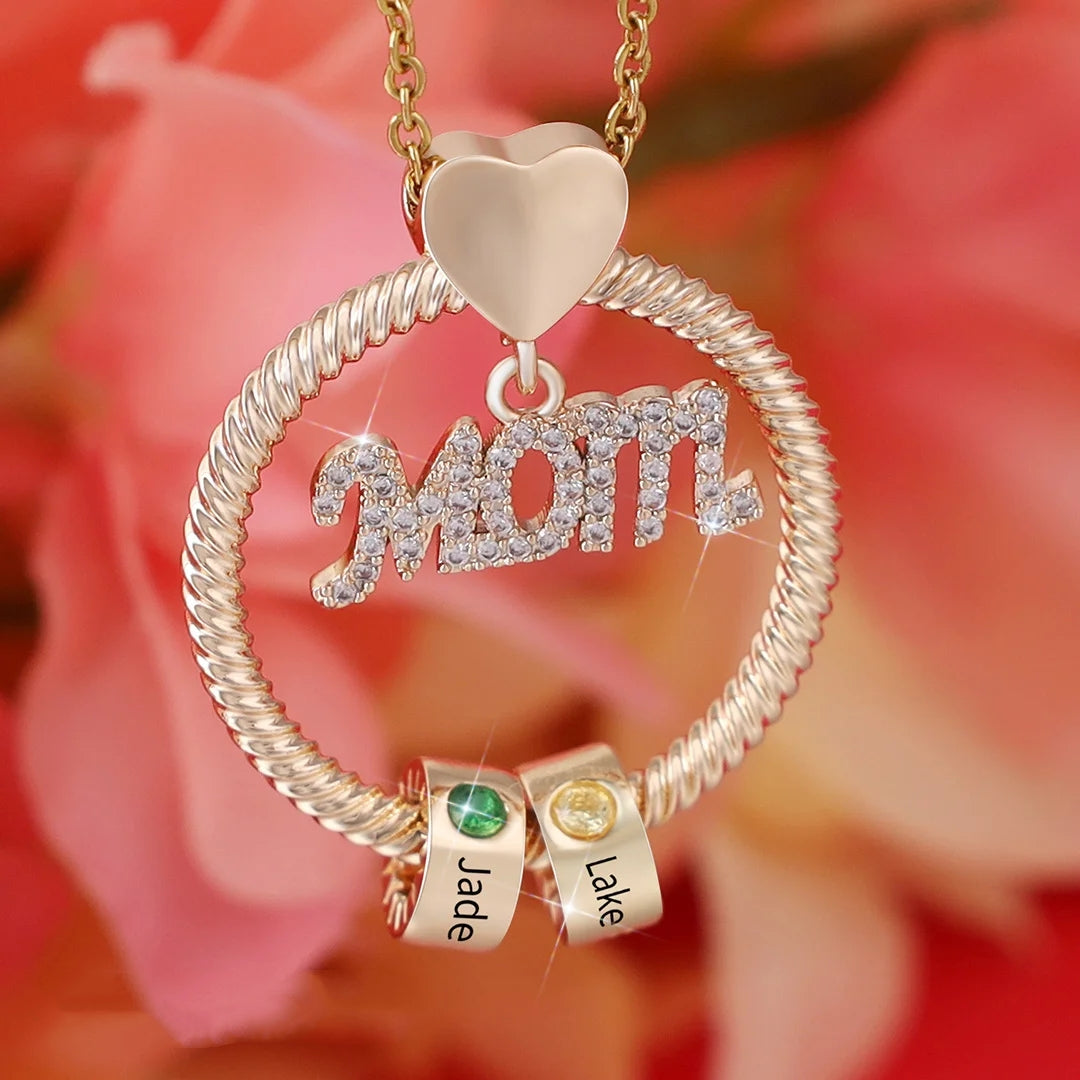 Personalized Circle Pendant with Custom Beads Birthstone Pendant Necklace