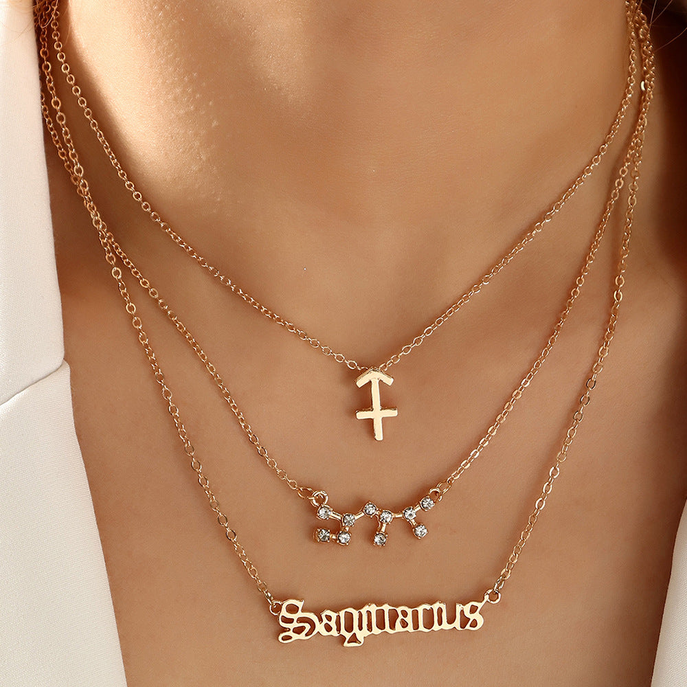 Mother's Day Gift Bohemia Layered Zodiac Necklace Summer Beach Party Jewelry for Women Girls-Engravingift