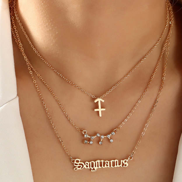 Mother's Day Gift Bohemia Layered Zodiac Necklace Summer Beach Party Jewelry for Women Girls-Engravingift