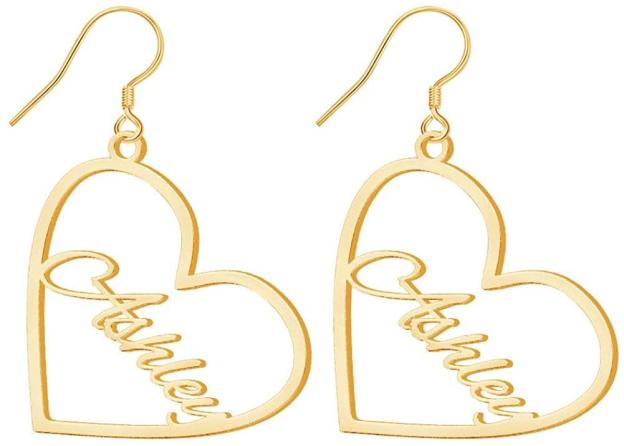 Mother's Day Gift Heart Personalized Name Earrings Custom Hoop Earrings Gift for Her-Engravingift
