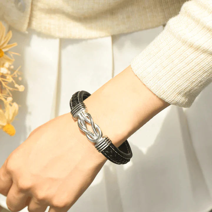Mother's Day Gift To My Granddaughter Braided Leather Knot Bracelet "Grandmother and Granddaughter Forever Linked Together"-Engravingift