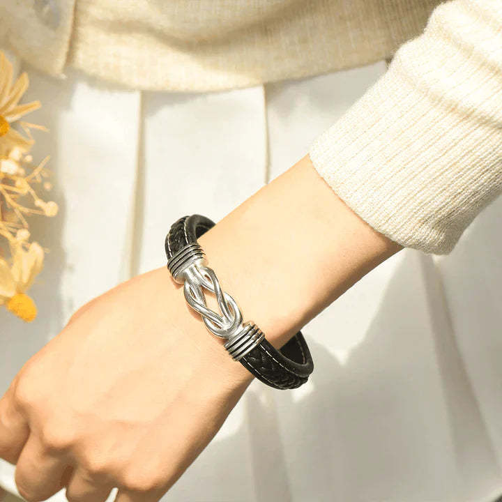 Mother's Day Gift To My Granddaughter Braided Leather Knot Bracelet "Grandmother and Granddaughter Forever Linked Together"-Engravingift