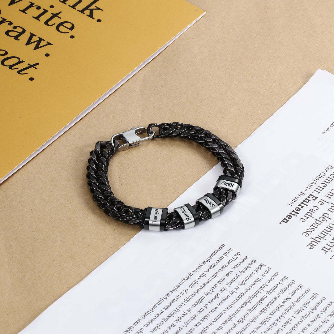 Christmas Gift Personalized Cuban Chain Bracelet Custom Diamond Beads