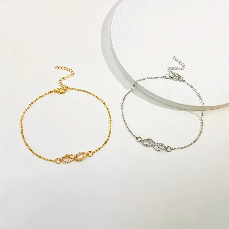 Mother's Day Infinity 8 Character Thin Chain Anklet Adjustable Summer Beach Foot Jewelry Decor Simple Style Ankle Bracelet-Engravingift