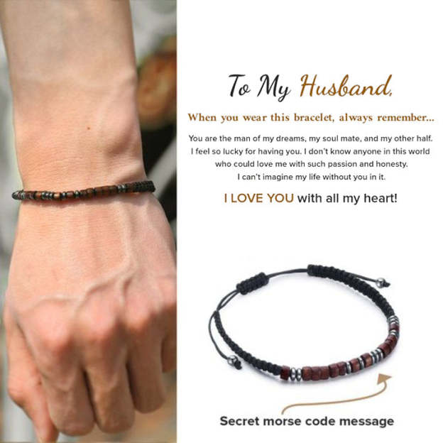 Christmas Gift To My Husband I Love You Morse Code Bracelet