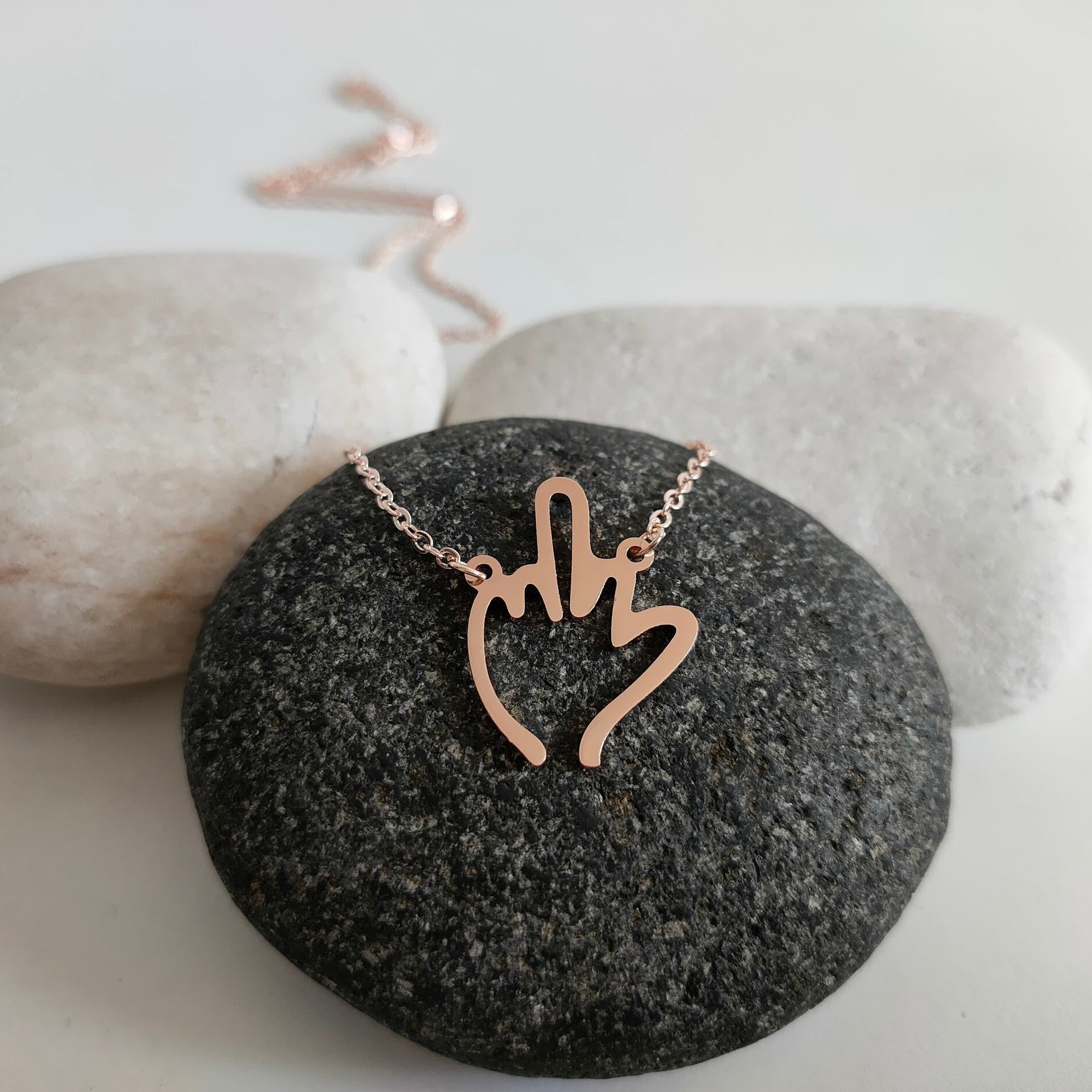 Mother's Day Gift Funny Middle Finger Pendant Necklace Friendship Couple Gifts-Engravingift