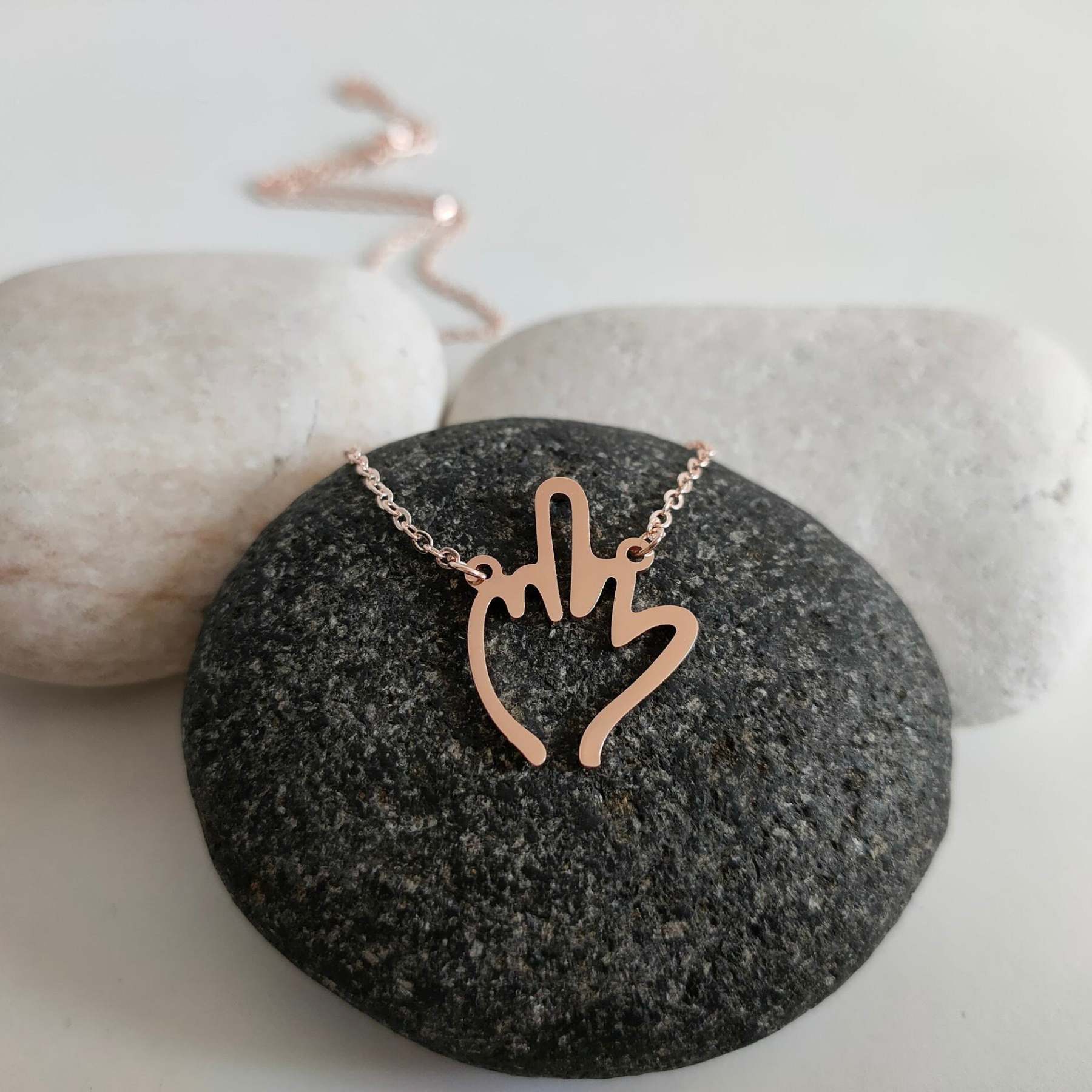 Mother's Day Gift Funny Middle Finger Pendant Necklace Friendship Couple Gifts-Engravingift