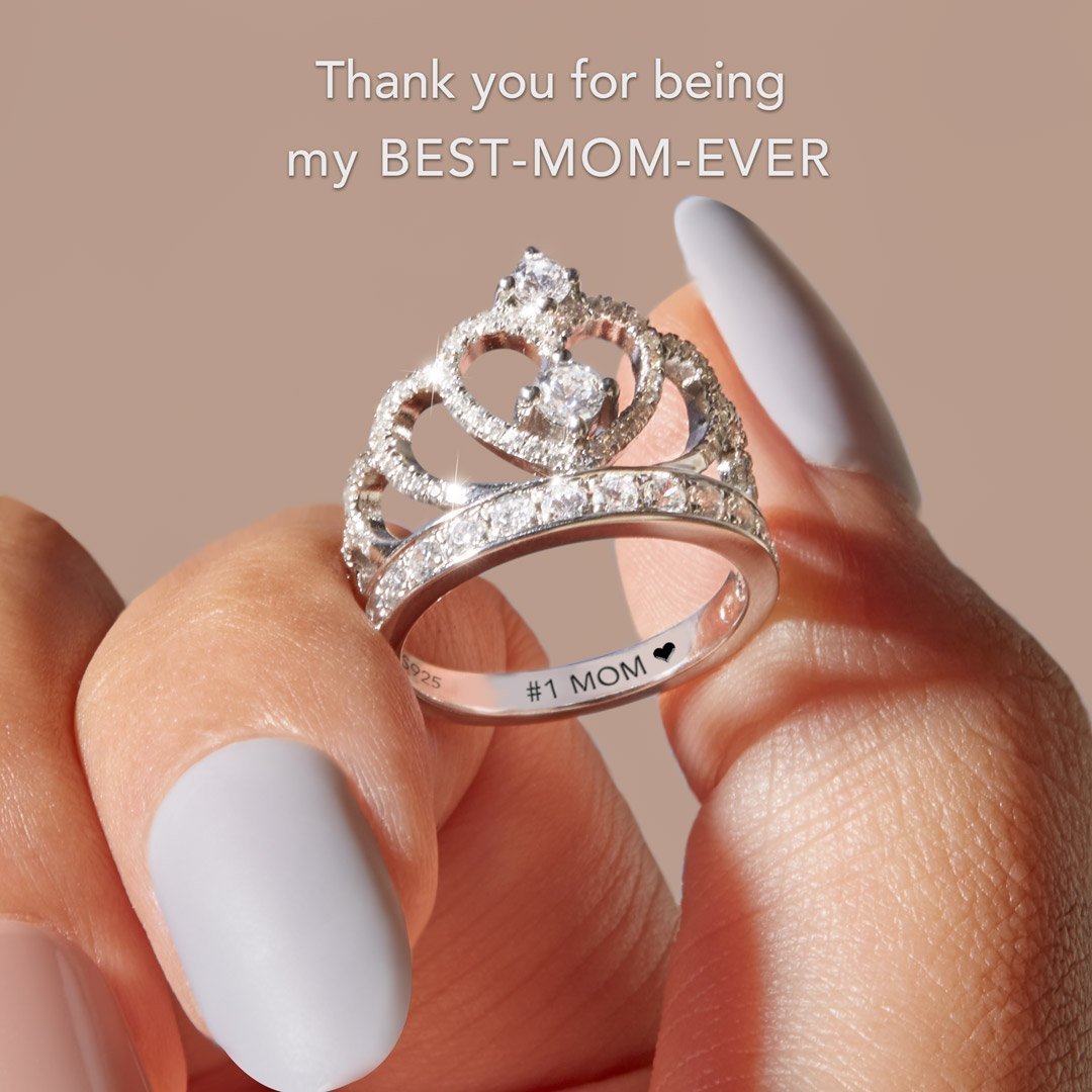 Mother's Day Gift MOM Crown Ring Vintage Mother wedding Diamond Ring-Engravingift