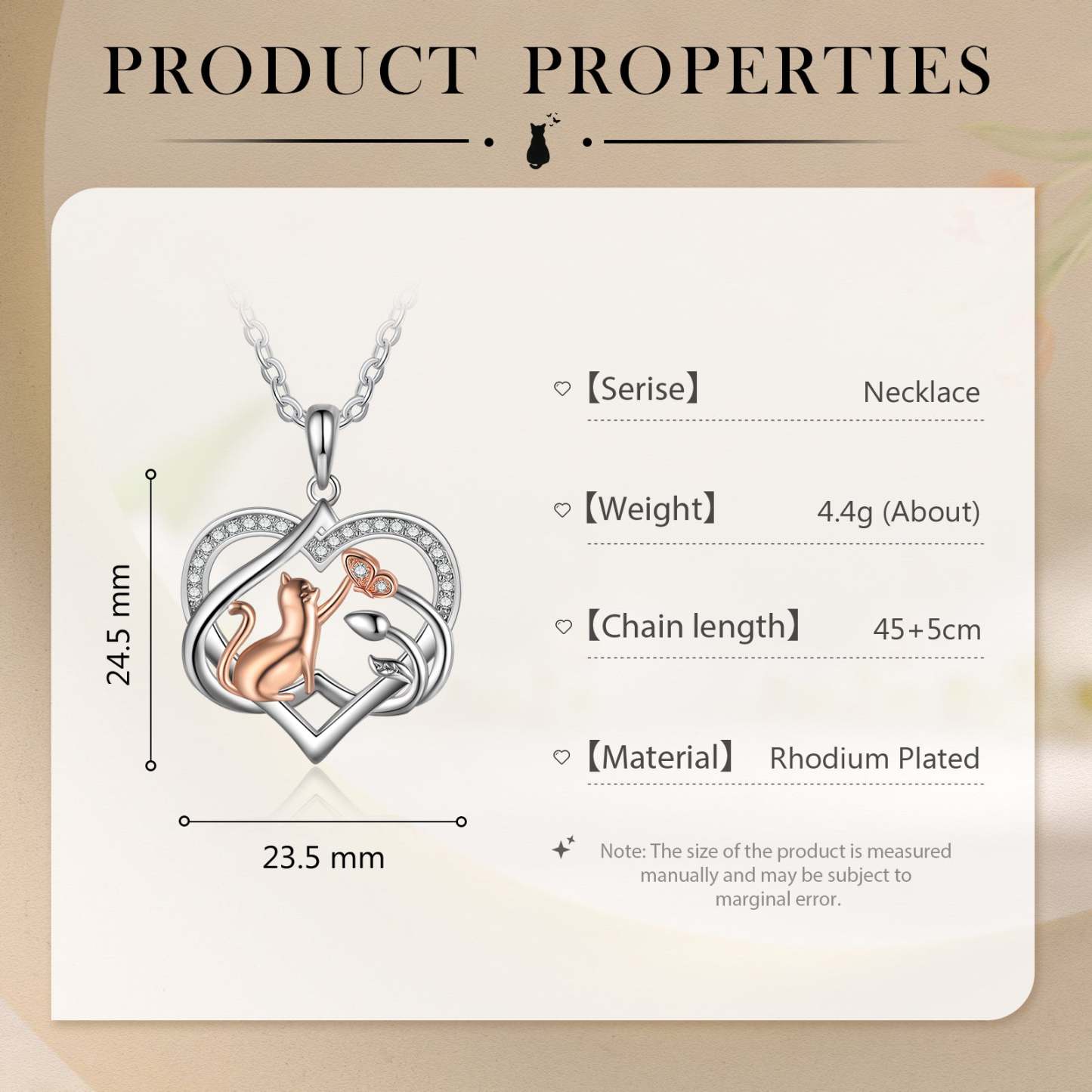 Mother's Day Gift Heart Cat Pendant Necklace with Diamond Cat Lover Birthday Gift-Engravingift