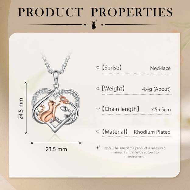 Mother's Day Gift Heart Cat Pendant Necklace with Diamond Cat Lover Birthday Gift-Engravingift