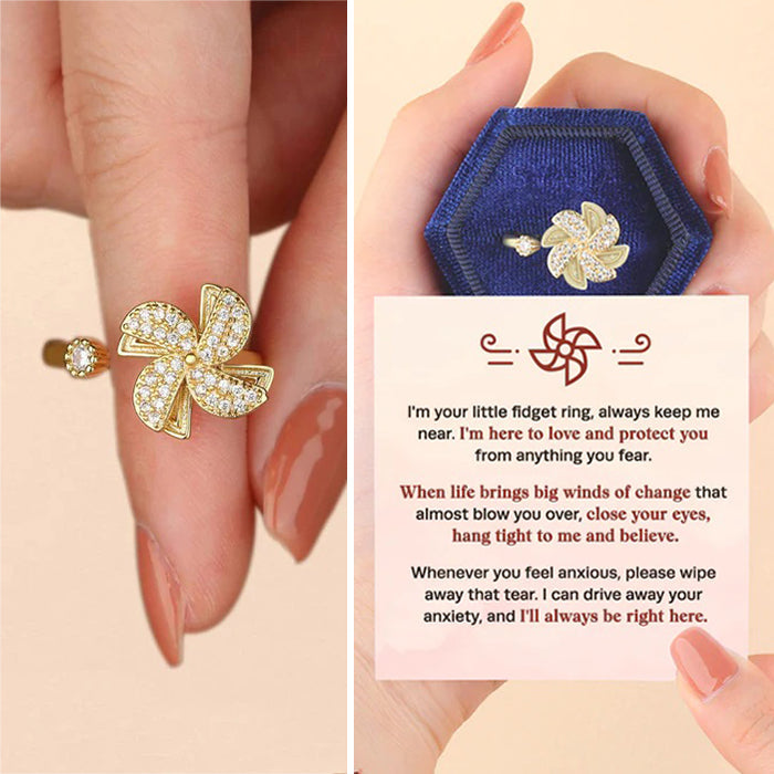 Mother's Day Gift Windmill Fidget Ring Anxiety Spinning Ring for Daughter Granddaughter-Engravingift