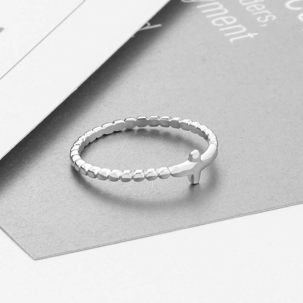 Mother's Day Gift Cross Ring Thin Contracted Style-Engravingift
