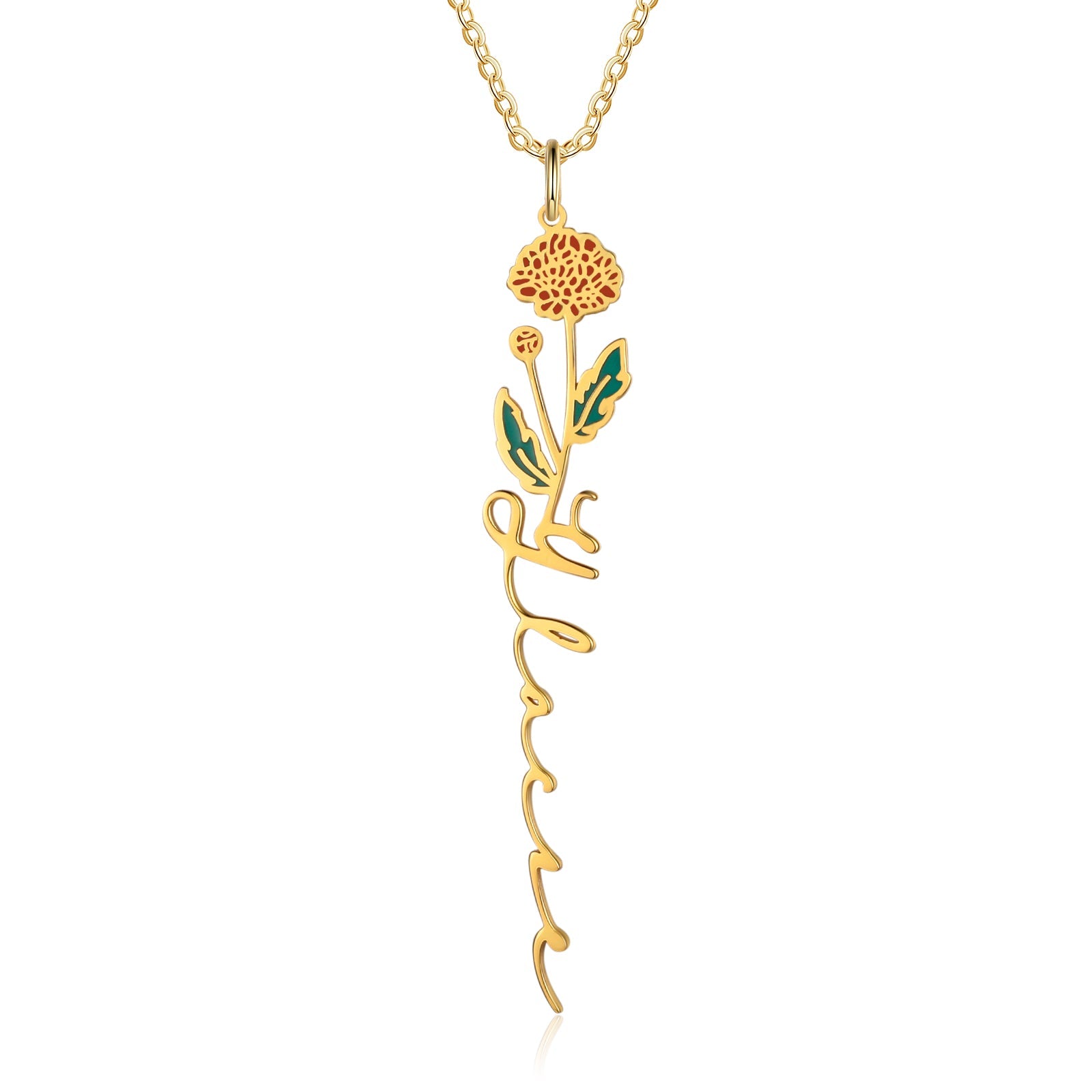 Mother's Day Gift Chrysanthemum Name Necklace Custom November Birth Flower Necklace for Her-Engravingift