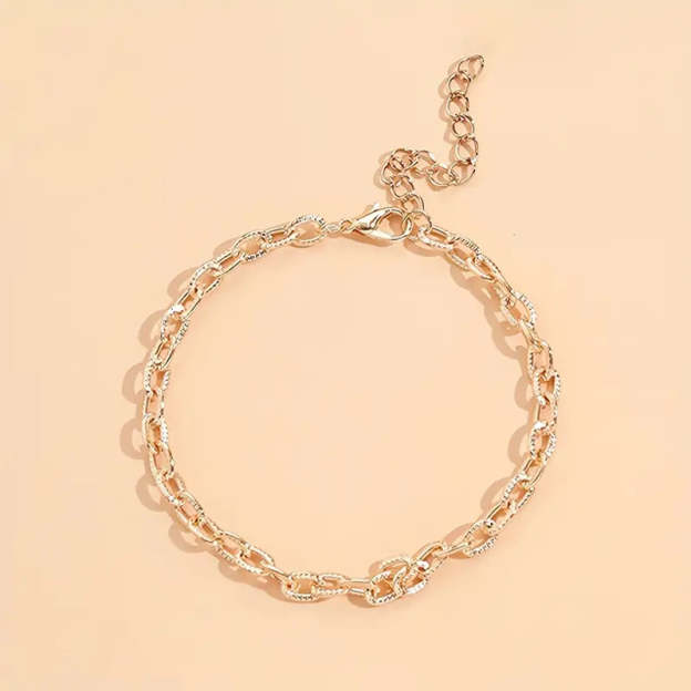 Mother's Day 5 Pcs Stackable Chain Anklet Set With Key Shape Tassel Pendant Inlaid Shiny Rhinestones-Engravingift