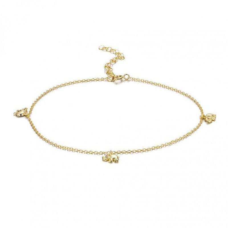 Elephants Cluster Anklet Gold Anklet MelodyNecklace