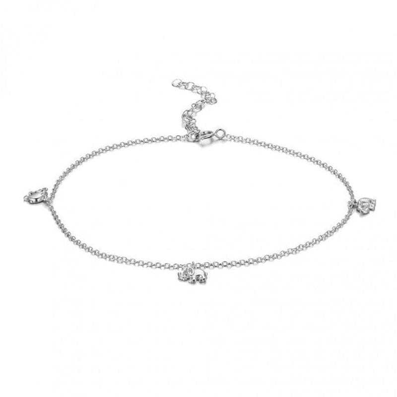 Elephants Cluster Anklet Silver Anklet MelodyNecklace