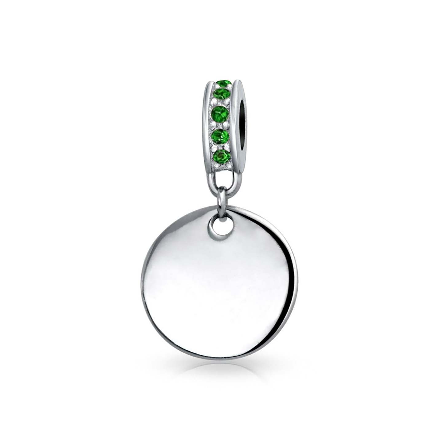 Mother's Day Gift Birthstones Initials Round Dangle Circle Charm Bead-Engravingift