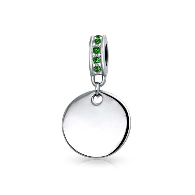 Mother's Day Gift Birthstones Initials Round Dangle Circle Charm Bead-Engravingift