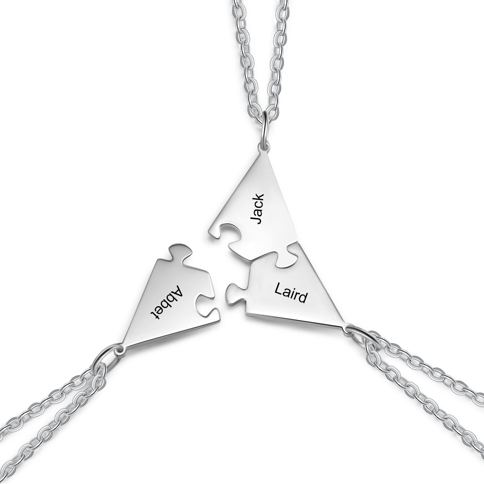 Christmas Gift Personalized Puzzle Friendship Necklace Engraved Names Star Necklace
