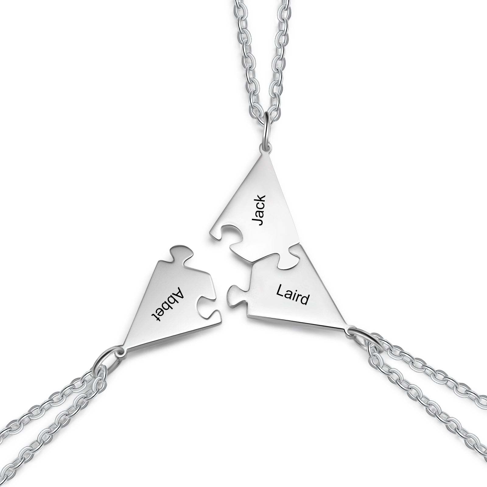 Mother's Day Gift Personalized Puzzle Friendship Necklace Engraved Names Star Necklace