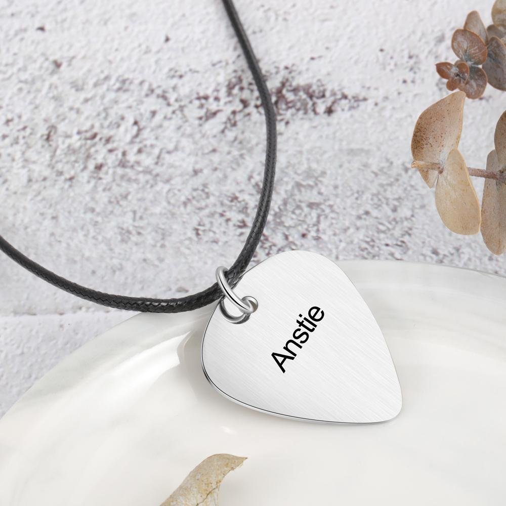 Christmas Gift Personalized Photo Guitar Pick Necklace Men Custom Necklace-Engravingift