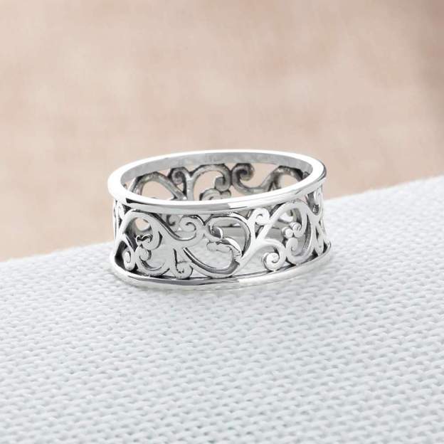 Mother's Day Gift Leaf Filigree Rings Vintage Style 925 Sterling Silver Rings For Women-Engravingift