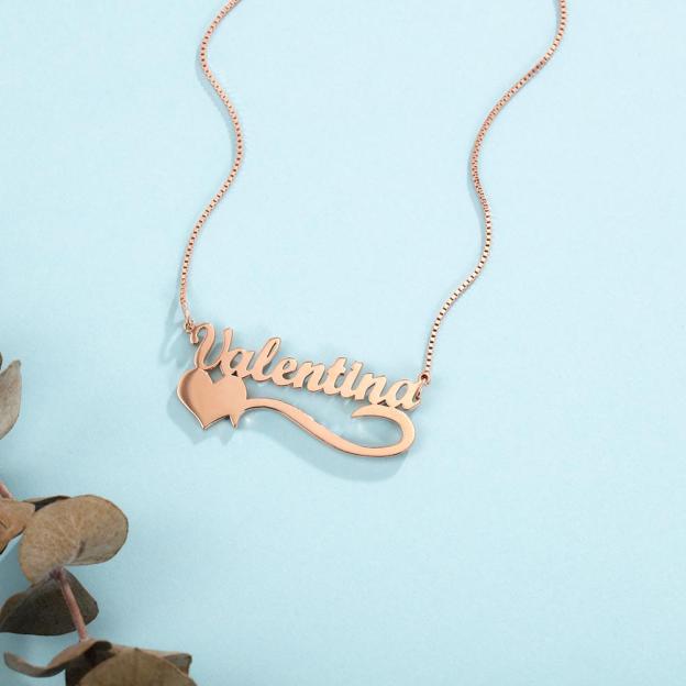 Mother's Day Gift Custom Name Necklace with Heart Cute Personalized Name Chain Rose Gold Unique Gift For Her-Engravingift