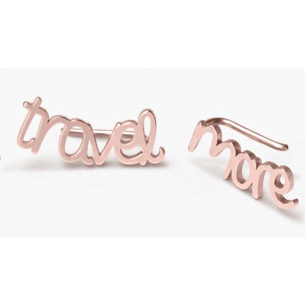 Mother's Day Gift Personalized Name Stud Earrings for Her Rose Gold-Engravingift